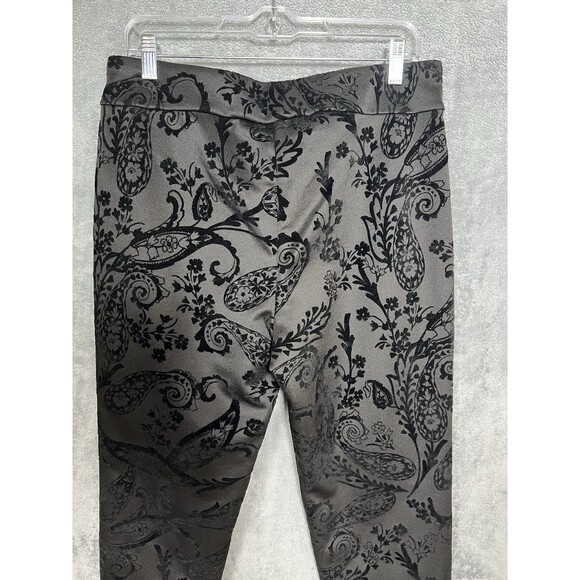 Krazy Larry Women's 12 Gray Black Velvet Paisley Pull On Ankle Pants Stretch M - Picture 11 of 16